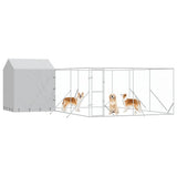 Outdoor Dog Kennel with Roof Silver 6x6x2.5 m Galvanised Steel 3190479