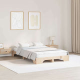 Bed Frame Natural 140 x 190 cm Solid Pine Wood 872866