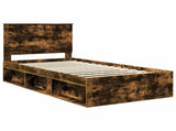 Bed Frame Smoked Oak 100 x 200 cm Solid Pine Wood 3411050