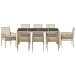 Garden Dining Set 9 pcs Beige Poly rattan 3334884