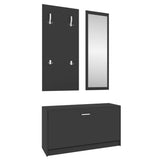 3-in-1 Shoe Cabinet Set Black Engineered Wood 342571