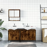 3 Piece Bathroom Furniture Set Smoked Oak Engineered Wood 3214672