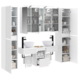 Bathroom Furniture Set 6 pcs White Engineered Wood and Glass 3407175