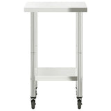 Kitchen Work Table with Wheels 55x55x85 cm Stainless Steel 376462