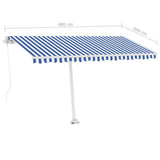 Manual Retractable Awning with LED 400x300 cm Blue and White 3069541