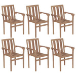 ZNTS Stackable Garden Chairs 6 pcs Solid Teak Wood 3073377