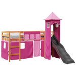 Kids' Loft Bed with Tower Pink 80x200 cm Solid Wood Pine 3309127