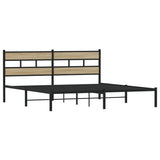 Metal Bed Frame without Mattress Sonoma Oak 200x200 cm 4017109