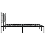 Metal Bed Frame without Mattress with Headboard Black 160x200cm 376131