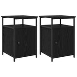 Bedside Cabinet with Drawer 2 pcs Black oak Engineered Wood 879506