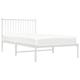 Metal Bed Frame without Mattress with Headboard White 100x190cm 350925