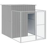Dog House with Run Light Grey 165x1271x181 cm Galvanised Steel 3189108