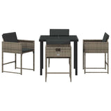 Garden Dining Set with Cushion 5 pcs Grey Poly Rattan 3380012