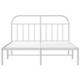 Bed Frame White Powder-Coated Steel Double Bed Frame 353689