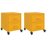 Bedside Cabinets 2 pcs Mustard Yellow 36x39x43.5 cm Steel 846633