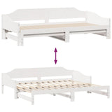 Daybed with Trundle without Mattress White 90x200 cm Solid Wood 850906