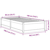 Bed Frame without Mattress White 90x190 cm Single Solid Wood Pine 846844