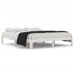 Bed Frame without Mattress White Solid Wood Pine 160x200cm 810376
