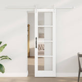 Sliding Door White 61 x 198.5 cm Solid Pine Wood and Glass 3332406