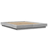 Bed Frame with LED Lights without Mattress Grey Sonoma 150x200cm 3281096