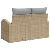 Garden Sofa with Cushion Beige 124 x 62 x 69cm Poly Rattan 42006745