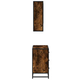 2 Piece Bathroom Furniture Set Smoked Oak Engineered Wood 3300932