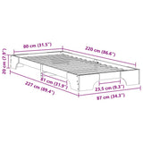 Bed Frame Brown 80 x 220 cm Solid Pine Wood 872911