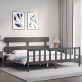 Bed Frame without Mattress Grey 200x200 cm Solid Wood Pine 3193293