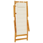 Folding Beach Chair with Armrests Cream Acacia Wood & Textilene 4108067