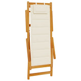 Folding Beach Chair with Armrests Cream Acacia Wood & Textilene 4108067