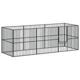 Dog Playpen 8 Panels Black Galvanised Steel 3209557