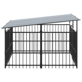 Outdoor Dog Kennel with Roof Steel 3.75 m 3124607