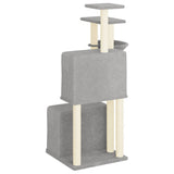 Cat Tree with Sisal Scratching Posts Light Grey 122 cm 172053