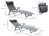 Folding Sun Lounger, Texteline Recliner Chair, 5-Level Adjustable Patio Garden, Grey T3398P315465