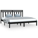 Bed Frame without Mattress Black 200x200 cm Solid Wood 3105274