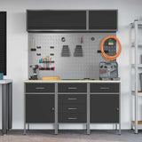 Work Cabinet Set with Drawer with Storage Manual 8 pcs Black 3321444