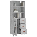 Highboard Concrete Grey 69.5x34x180 cm Engineered Wood 3189481
