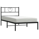 Metal Bed Frame without Mattress with Headboard Black 80x200cm 355454