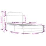 Bed Frame Without Mattress 90x200 cm Smoked Oak Engineered Wood 4100367