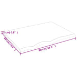 Table Top 80x60x2 cm Untreated Solid Wood Oak 3156296