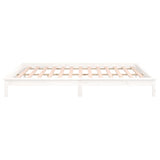 LED Bed Frame without Mattress White 135x190 cm Double Double Solid Wood 820647