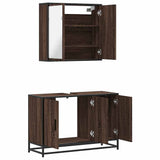 ZNTS 2 Piece Bathroom Furniture Set Brown Oak Engineered Wood 3300894