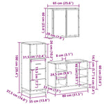 ZNTS 3 Piece Bathroom Furniture Set Black Engineered Wood 3301030