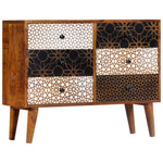 ZNTS Sideboard with Printed Pattern 90x30x70 cm Solid Mango Wood 247916