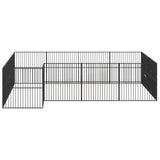 Dog Playpen 16 Panels Black Galvanised Steel 3209559