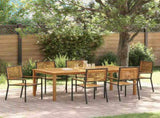 Garden Dining Set 7 pcs Black Solid Acacia Wood 3365523