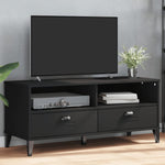 ZNTS TV Cabinet VIKEN Black Solid Wood Pine 374930