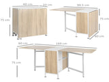 Foldable Drop Leaf Dining Table Folding Workstation for Small Space with Storage Shelves Cubes Oak & T3398P342453