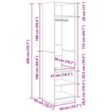 Wardrobe with Shelf Old Wood 50 x 50 x 200 cm Engineered Wood 875009