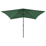 Garden Parasol with LEDs and Steel Pole Green 2x3 m 313786